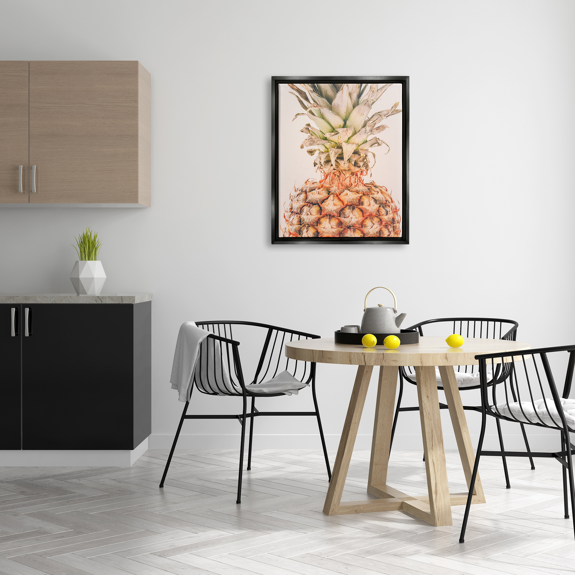 Stupell Industries Tropical Pineapple Photography Food & Beverage Photography Black Floater Framed Art Print Wall Art