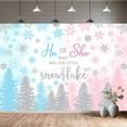 thumbnail image 4 of 8X6ft Winter Forest Snowflake Gender Reveal Backdrop, Boy or Girl What Will Our Little Snowflake Be Pink Blue Photography Background for Baby Shower Party Decoration Supplies Photo Booth Prop, 4 of 5