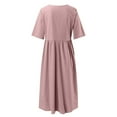 thumbnail image 4 of Sngxgn Women's Dress Long Sleeve Crewneck Dress(Red,M), 4 of 5