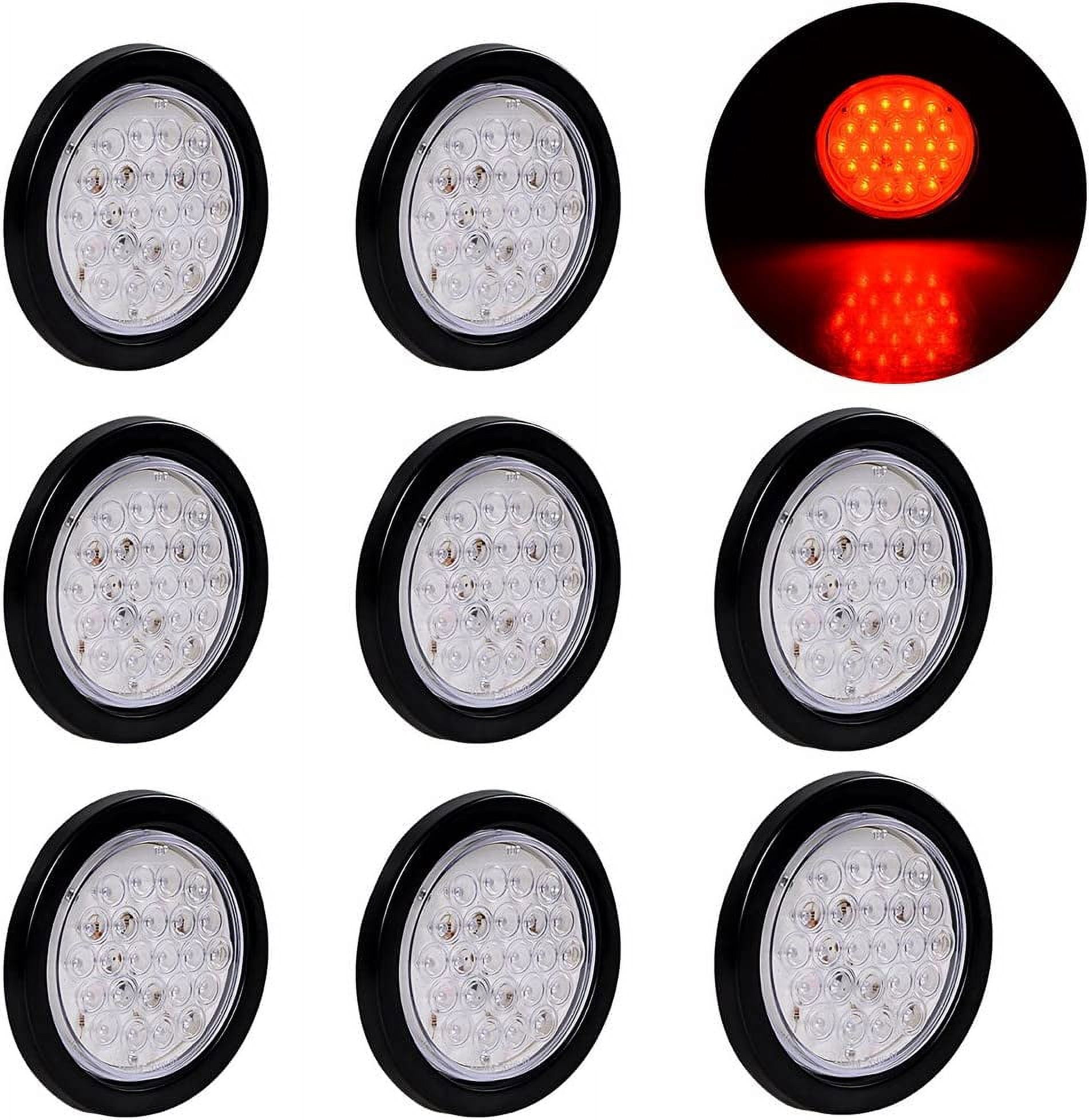 5x3 Rectangular Chrome LED Stop/Turn/Tail Lights Chrome Visor Bezel, GF-6801T - GANGFU AUTO