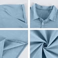 thumbnail image 6 of Qwertyu Mens Polo Shirts Short Sleeve Linen Shirt Summer Button Vacation Beach Shirt Casual Collared Shirts Lightweight Tops Light Blue 2XL, 6 of 8