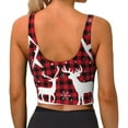 thumbnail image 4 of Picia Christmas Buffalo Plaid Sports Bra for Women,Padded Strappy Sports Bras Medium Support Yoga Bra with Removable Cups,Running Yoga Bra-Small, 4 of 9