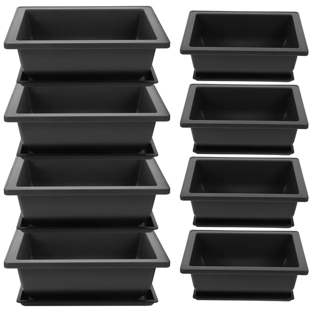 ColoMX 8 Sets Plant macetas rectangulares Plantería de macetas Guardería de jardín Container de macetas con bandeja