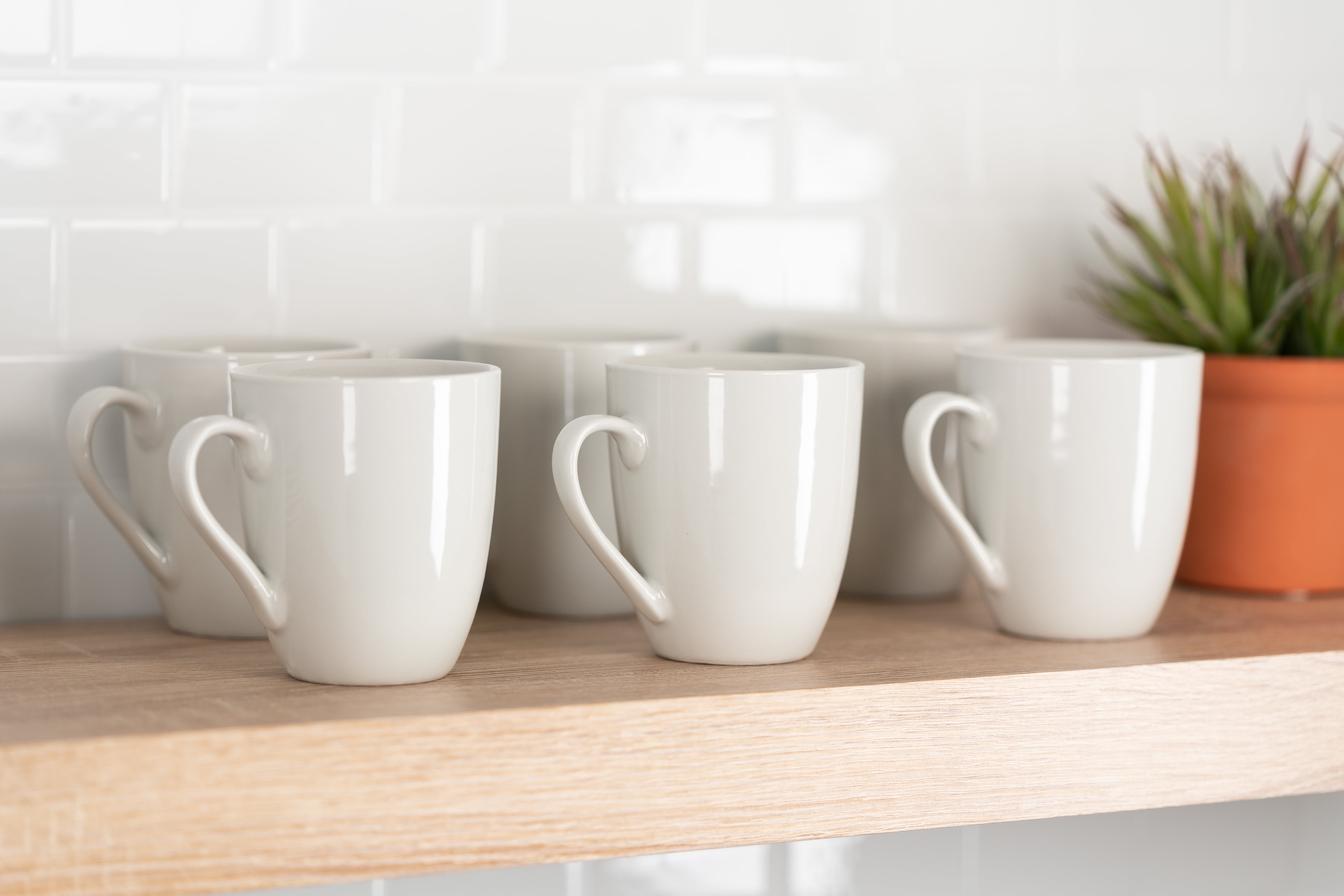 10 Strawberry Street Simply White 12 fl oz Ceramic Mug, Set of 6