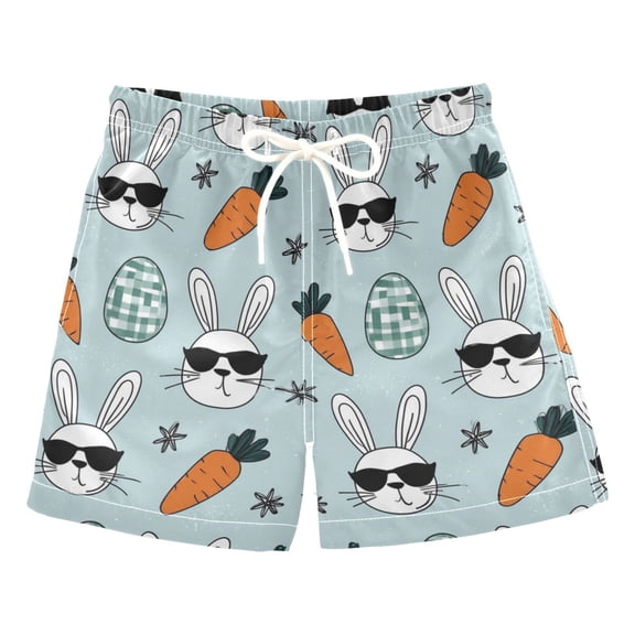 Boys' Swim Trunks Kids Beach Shorts Quick Dry Board Shorts Rabbit Wearing Sunglasses 2T