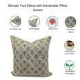 thumbnail image 4 of Fabdivine Thick Linen Hand Block Print Decorative Throw Pillow Cover , 14"X14", Yellow, 4 of 5