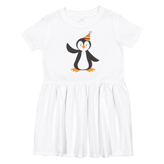 Inktastic Cute Penguin, Baby Penguin, Penguin with Party Hat Girls Toddler Dress