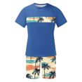 thumbnail image 5 of VBTAPA Men's 2 Piece Short Sleeve Tracksuit Tropical Palm Graphic T Shirt and Shorts Set Summer Casual Beach Outfits Hawaiian Matching Sets Lightning Sales of The Day Blue M, 5 of 6
