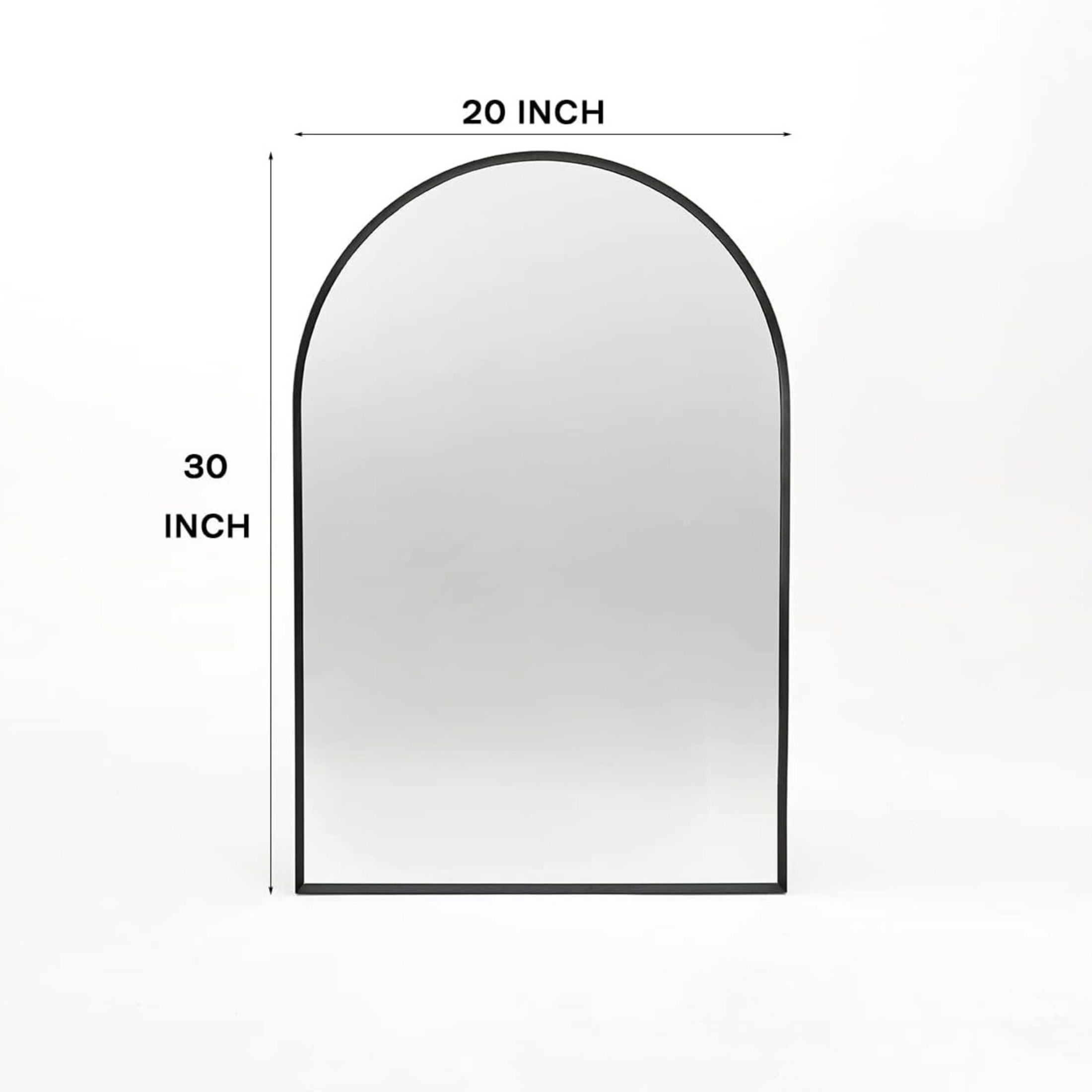 Noble House 20"x30" Arched Metal Wall Mirror, Vanity Mirror for Bathroom, Bedroom & Living Room, Black