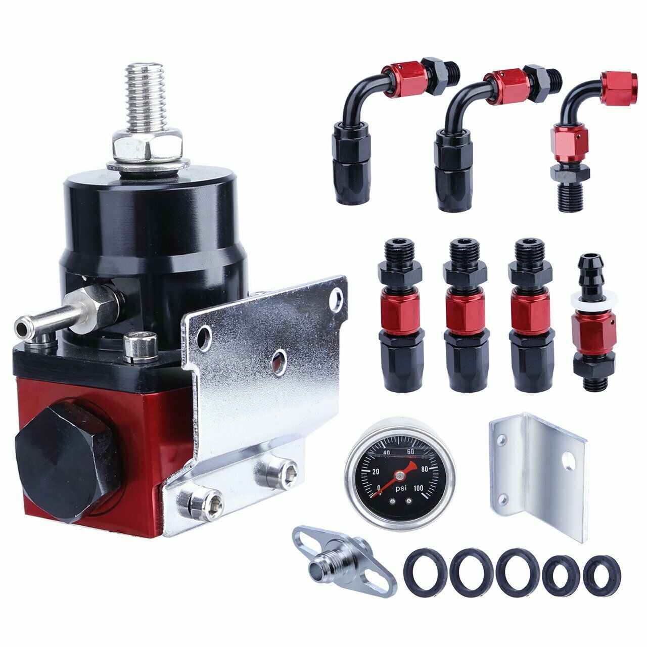 Adjustable EFI Fuel Pressure Regulator Kit W/ 0100PSI Gauge AN6 6AN