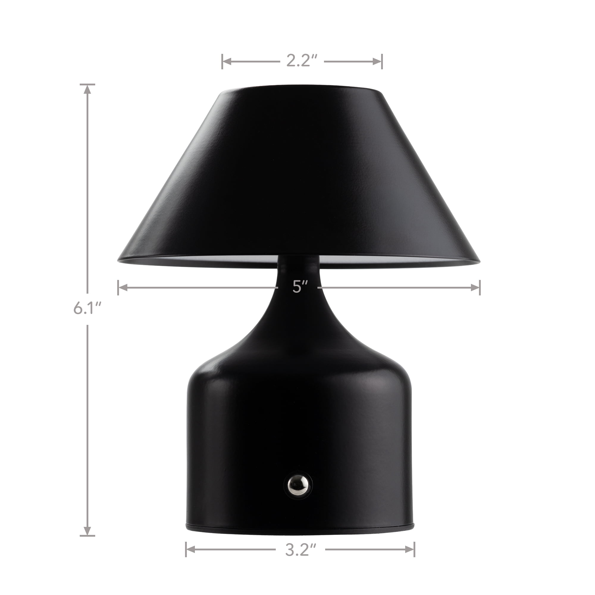 Mainstays LED Portable Cordless Table Lamp with Touch Control, Dimmable CCT, Matte Black, 6 inch
