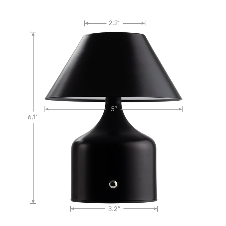 Mainstays LED Portable Cordless Table Lamp, Matte Black photo 2