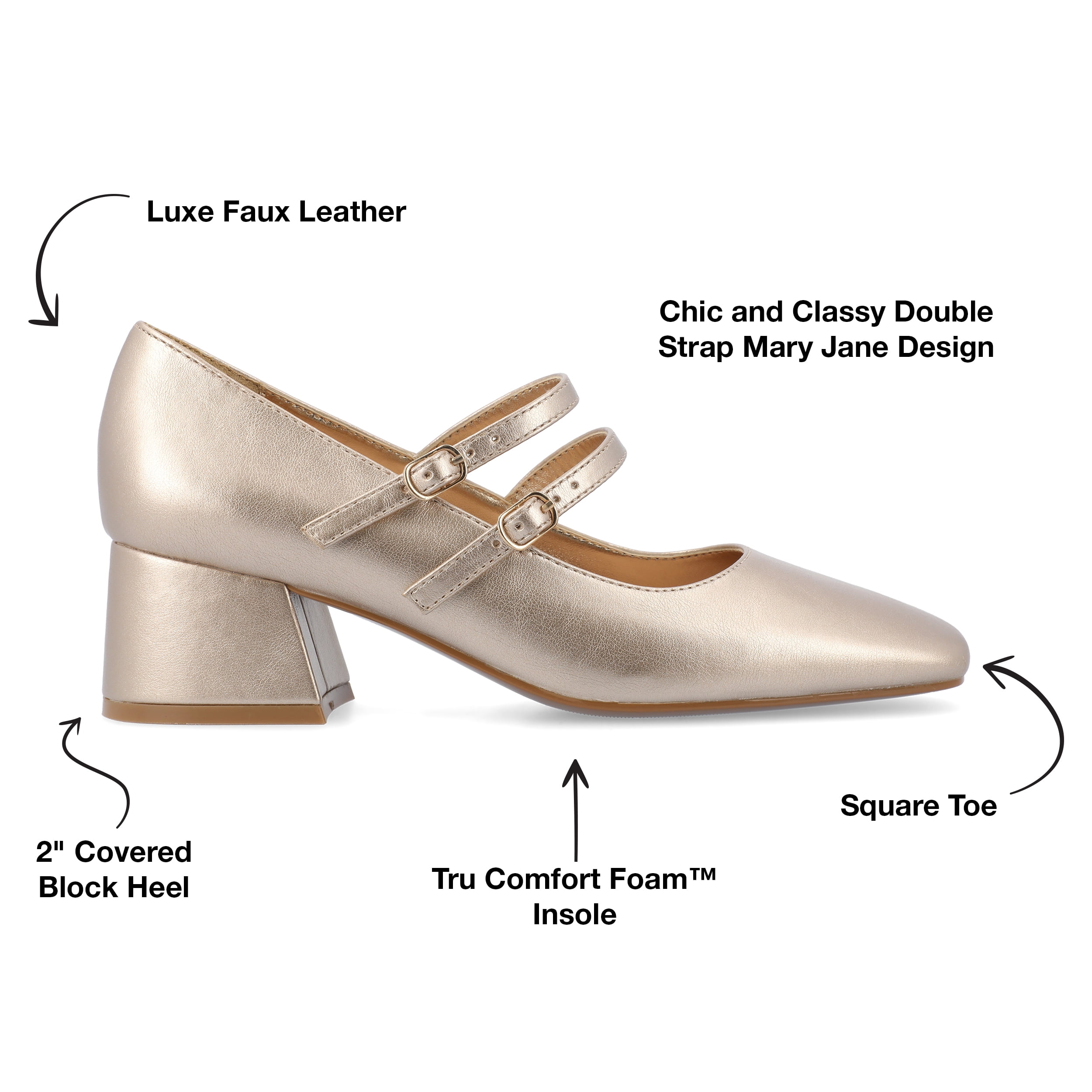 Journee Womens Nally Faux Leather Mary Jane Pumps