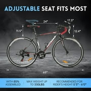 Marknig Road Bike, 21 Speed 700C Wheel with Light Aluminum Alloy Frame Commuter Bicycle with Dual Disc/V Brakes for Men and Women, Red