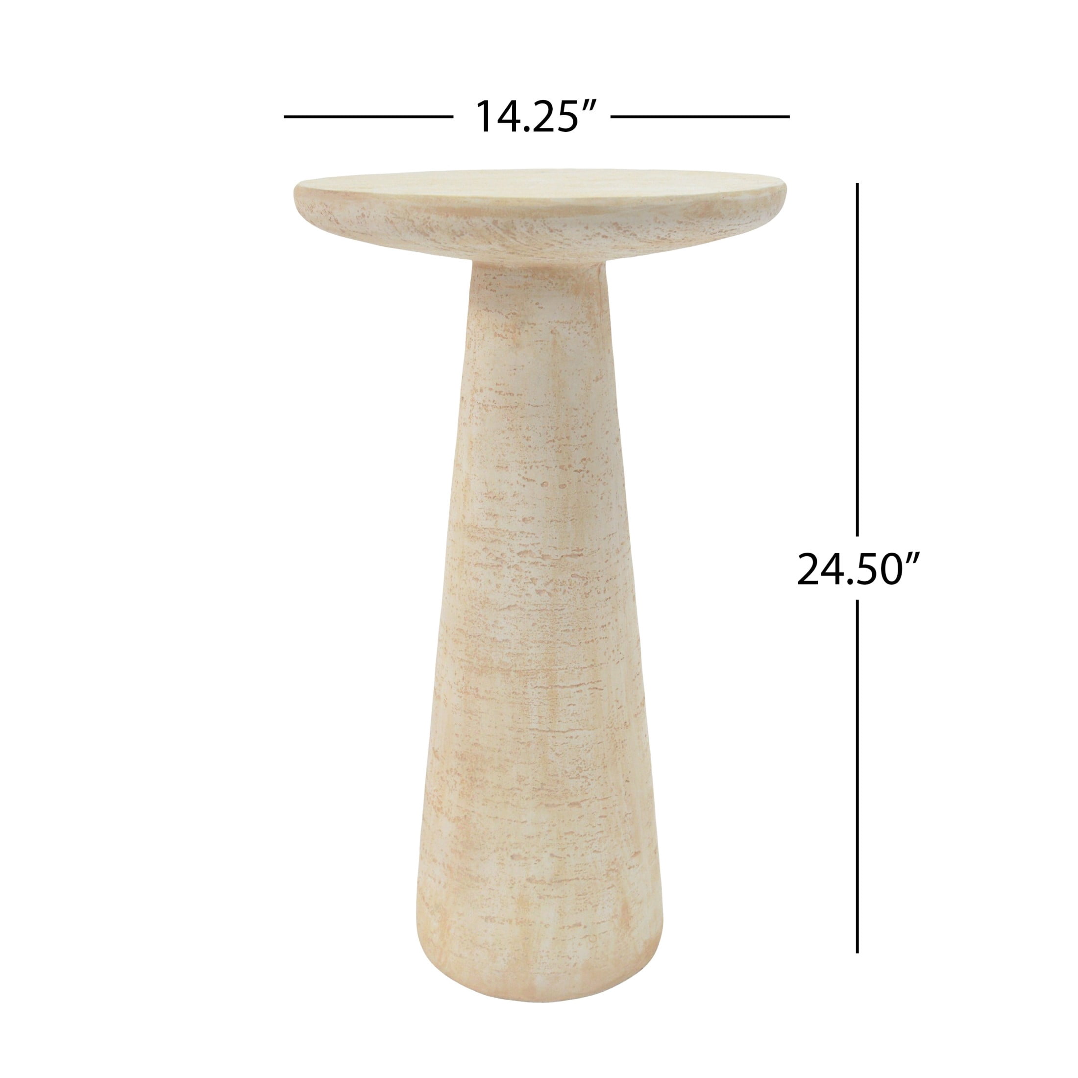 Christopher Knight Home 24.5" MGO Outdoor Round Top Side Table, Travertine Pedestal Drink Table