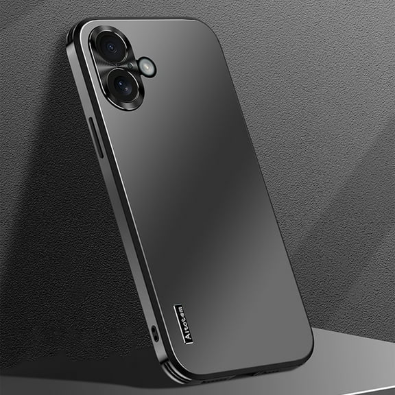 Dteck Case for iPhone 16,Shockproof Metal Aluminum Camera Cover Anti-scratch Slim Lightweight PC Back TPU Bumper Luxury Case For iPhone 16,Black