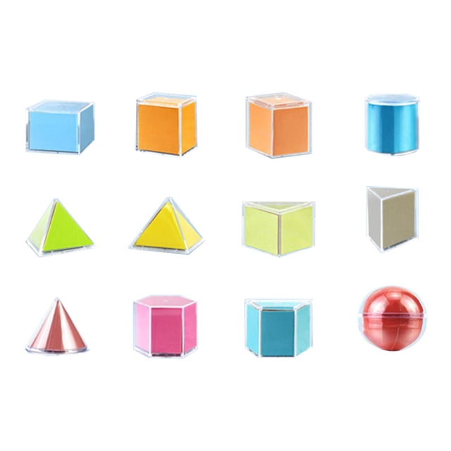 12 Uds. Bloques de formas geométricas 3D Montessori, bloques de patrón transparente, juguetes de aprendizaje para niños de preescolar primaria, niños