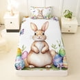 thumbnail image 3 of Erosebridal Cartoon Rabbit Kids Twin Sheet Sets, Easter Eggs Butterfly Bedding, 3 Pieces, 3 of 5