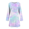 thumbnail image 4 of Jjayotai Womens Round Neck Long Sleeves A-line Casual Tshirt Dress, Tie Dye Swing Dresses Plus Size Multicolor-12 XL, 4 of 5