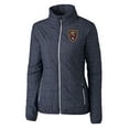 thumbnail image 2 of Women's-Cutter & Buck  Heather Navy Real Salt Lake Rainier PrimaLoft Eco Insulated Full-Zip Printed Puffer Jacket, 2 of 3
