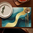 thumbnail image 5 of Blue Marble Gold Line Pattern Summer Placemats Table Placemats Set Of 4-Linen Kitchen Washable Placemats Table Mats 11.8"x17.7" Non-Slip Heat Resistant, 5 of 6