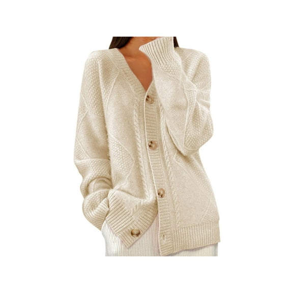 Cardigan Chunky Sweaters Coats for Women Open Front Cable Knit Coat Casual Long Sleeve Button Down Fall Winter Outwear