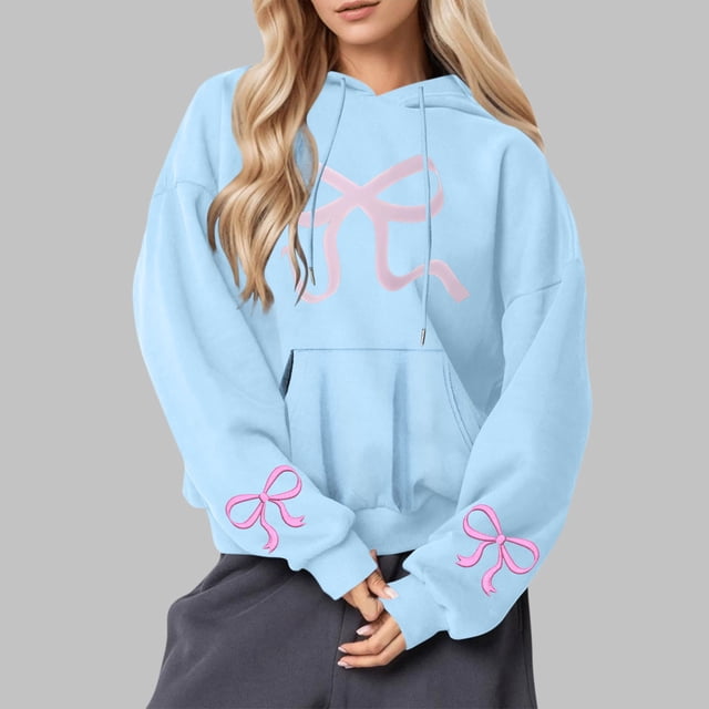 Amzcrzy Chandails à Capuchon pour Femmes Chandails Décontractés Imprimés à Col Rond à Manches Longues Amples Chandails à Capuchon Chemises à Manches Longues pour Femmes Chandail à Capuchon à Enfiler Chandails pour Femmes Graphique S