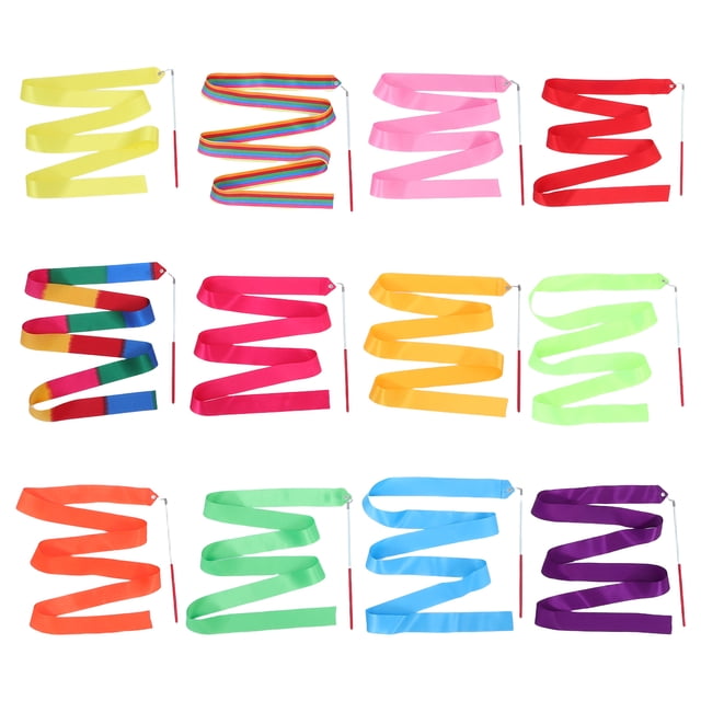 unbranded 12pcs Gymnastics Ribbon Streamers Blue for Circus Skill Training Equipment