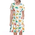thumbnail image 1 of Vsdgher Dinosaure pour Femmes Été 2025 Robes Midi Décontractées Légères Manches Courtes Col Rond Robe de Plage, 1 of 6