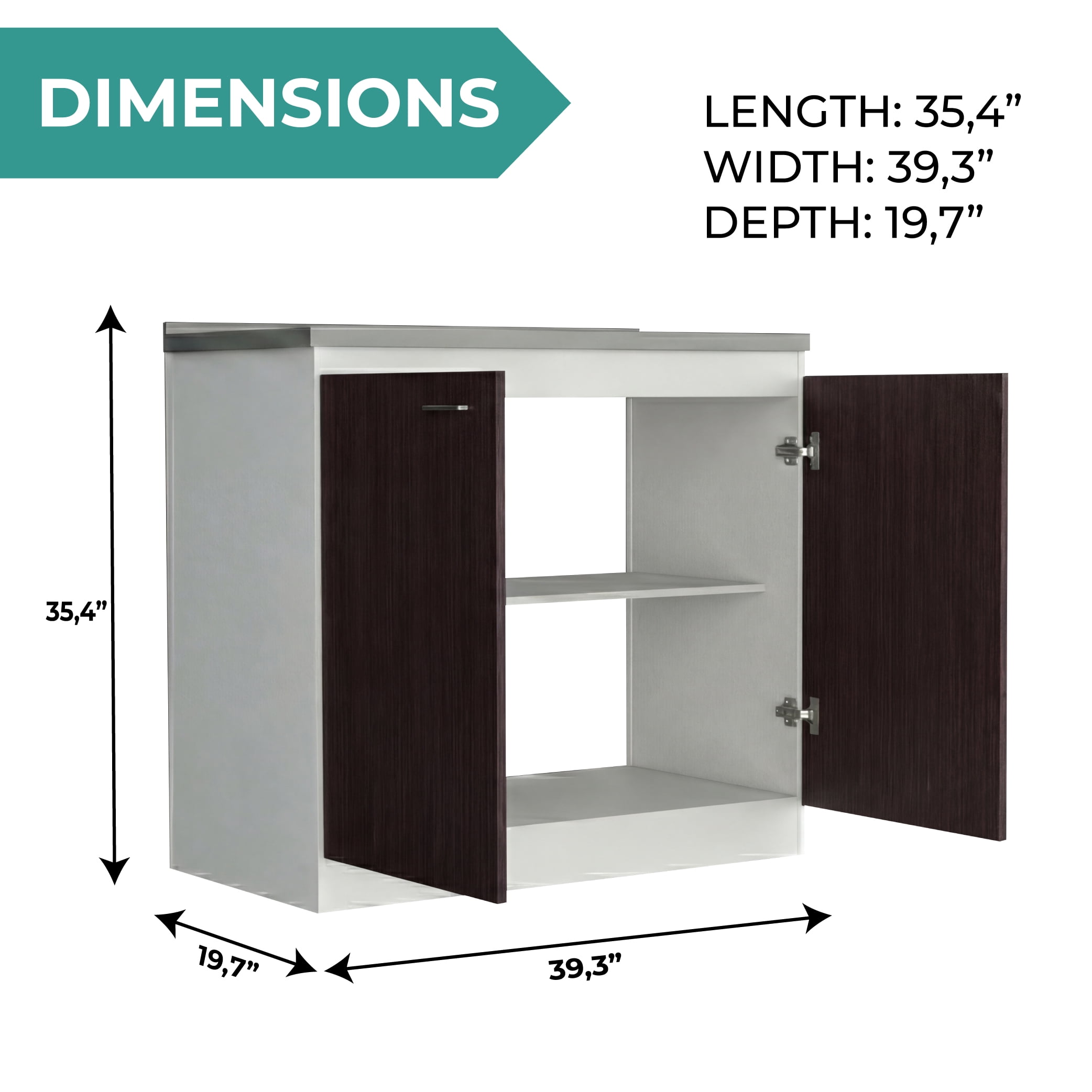 TUHOME Napoles 39" Utility Sink with Cabinet, Stainless Steel Laundry Sink