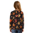 thumbnail image 2 of Xixirimido Black Fall Maple Leaf Pattern Girls Casual Long Sleeve Shirts Knot Tie-hem Tunic Tops Crewneck Tees Blouses Girls Fashion Clothes, Size 11-12, 2 of 7