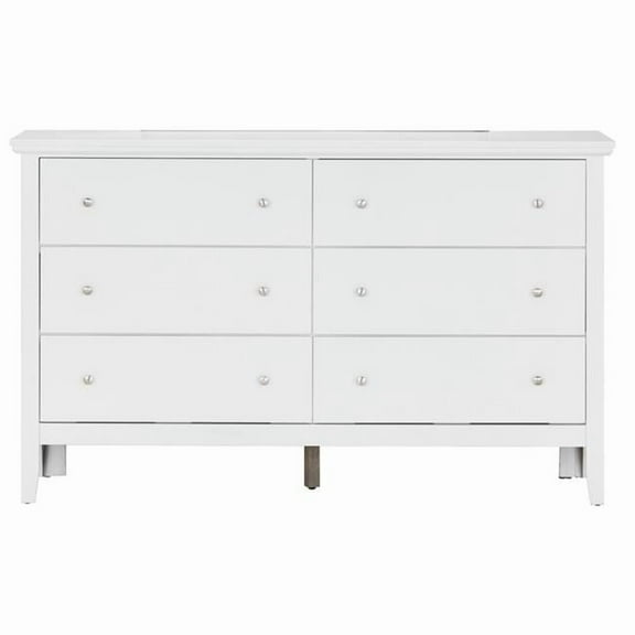 36 x 16 x 59 in. Primo 6 Drawer White Dresser