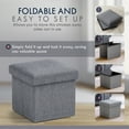 thumbnail image 6 of Ornavo Home 2 Pack Small Storage Ottoman Foldable Collapsible Cube Square Linen Ottoman Foot Rest Stool Seat, for Living Room, Bedroom, Home Office, Dorm - 12 x 12 x 12, Gray, 6 of 7