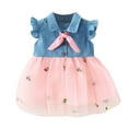 thumbnail image 5 of Odeerbi Cute Tulle Dresses For Girls Baby Toddler 2025 Fashion Sleeveless Sweet Embroidery Print Ruffle Denim Dress Hat Set Blue, 5 of 7