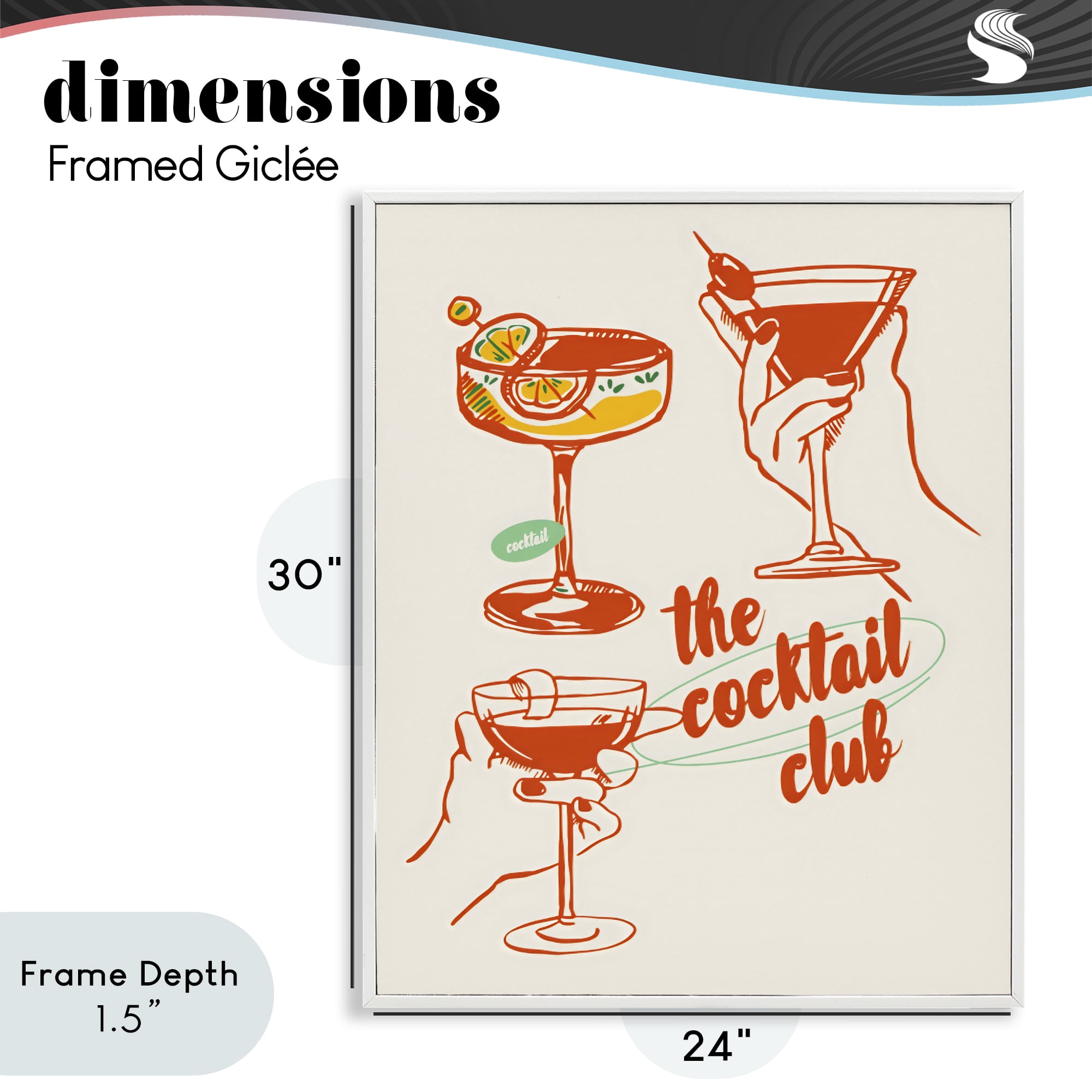 Stupell Industries Cocktail Club Toasting Glasses White Framed Giclee Art, design by The Prints Vibe