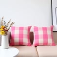 thumbnail image 6 of 18 x 18In Farmhouse Outdoor Decorative Square Throw Pillow Covers Pink and White Buffalo Check Plaid Cushion Cases Pack of 2, 6 of 7