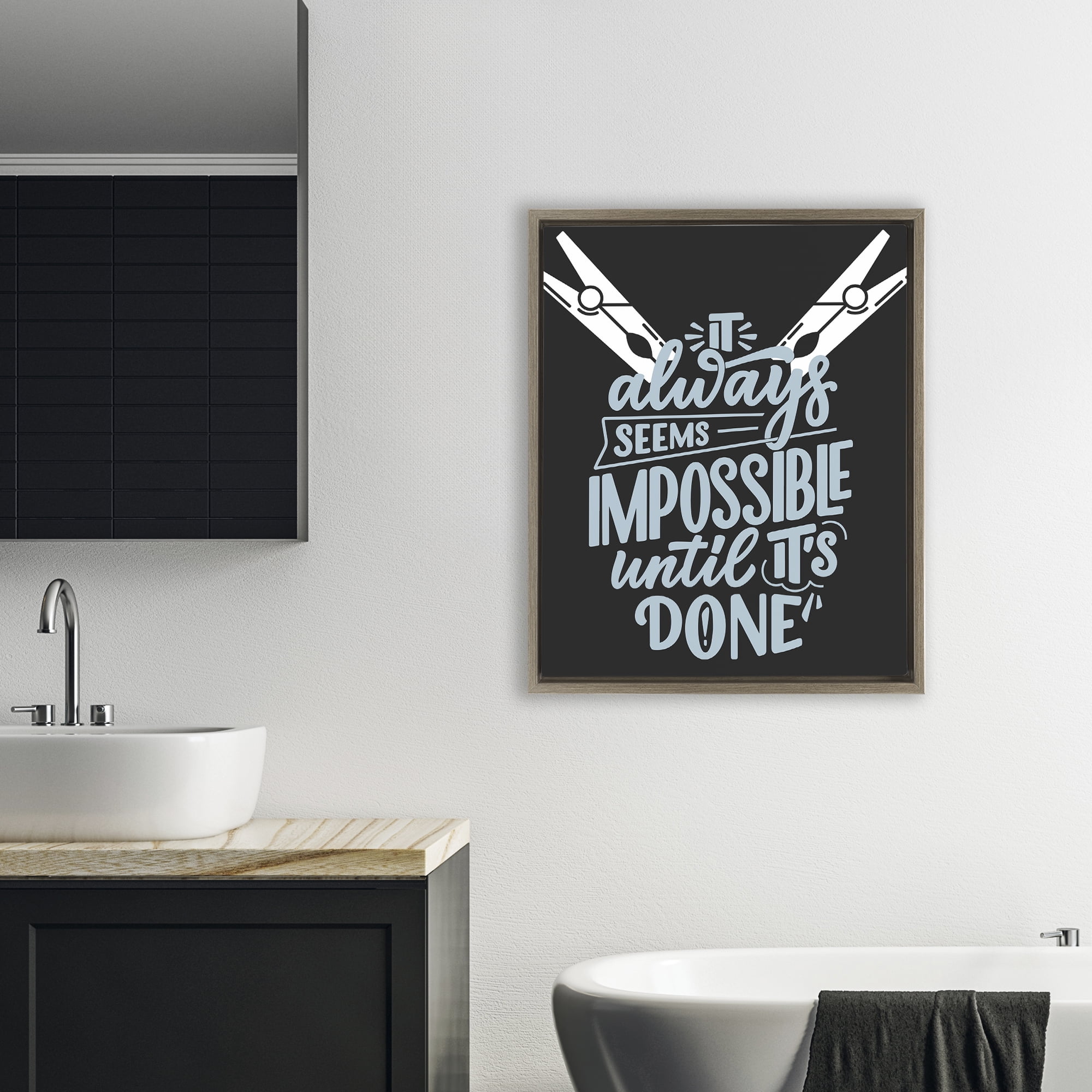 Impossible Until It's Done Brown Framed Floater Canvas Wall Art, design by Jesse Keith