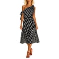 thumbnail image 2 of Karymi One Shoulder Polka Dot Midi Dress, Tie Strap Off Shoulder Flowy Chiffon Long Dress, Summer Casual Party Vacation Dress Summer Dresses for Women 2026, 2 of 5