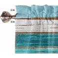 thumbnail image 5 of Kitchen Curtains Valance and Tiers 3 Piece Set, Vintage Farm Teal Ocean Aqua Green Blue Wood Grain Short Window Treatments Rod Pocket Tier and Valance for Cafe Laundry Room Bathroom 36-Inch Tier Set, 5 of 6