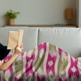 thumbnail image 3 of Abstract Soft Flannel Fleece Throw Blanket, Inspired Motif Ornamental Horizontal Lines, Cozy Plush for Indoor and Outdoor Use, 70" x 90", Olive Green Pink, by Ambesonne, 3 of 5