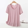 thumbnail image 2 of LAJPXKHY Pajamas Tops For Women Plus Size Summer Casual Loose Short Sleeve Basic Tees Round Neck lightweight Homewear Sleepwear Tees, 2 of 5