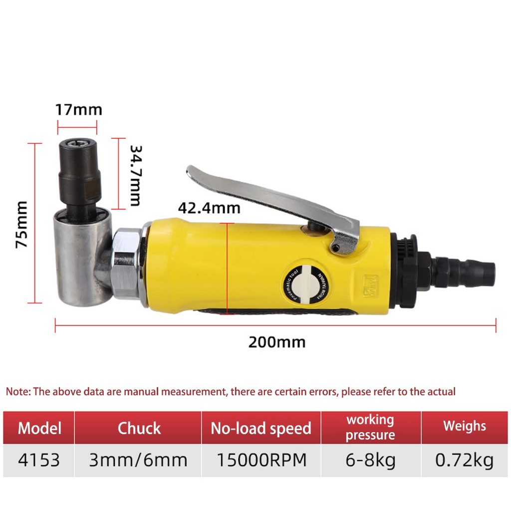 Pneumatic Air Angles Grinder Die Grinder 1/4" 90 Degree Sander Grinder Polisher Tool for Grinding Polishing Milling