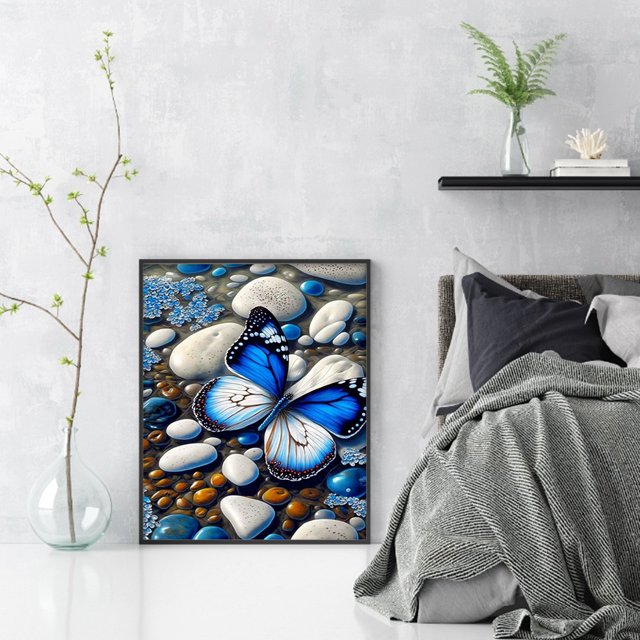 Cuadros Decorativos 5D bricolaje ronda completa taladro diamante pintura mariposa Kit decoración del hogar (NH3035) Wdftyju embutido en tela