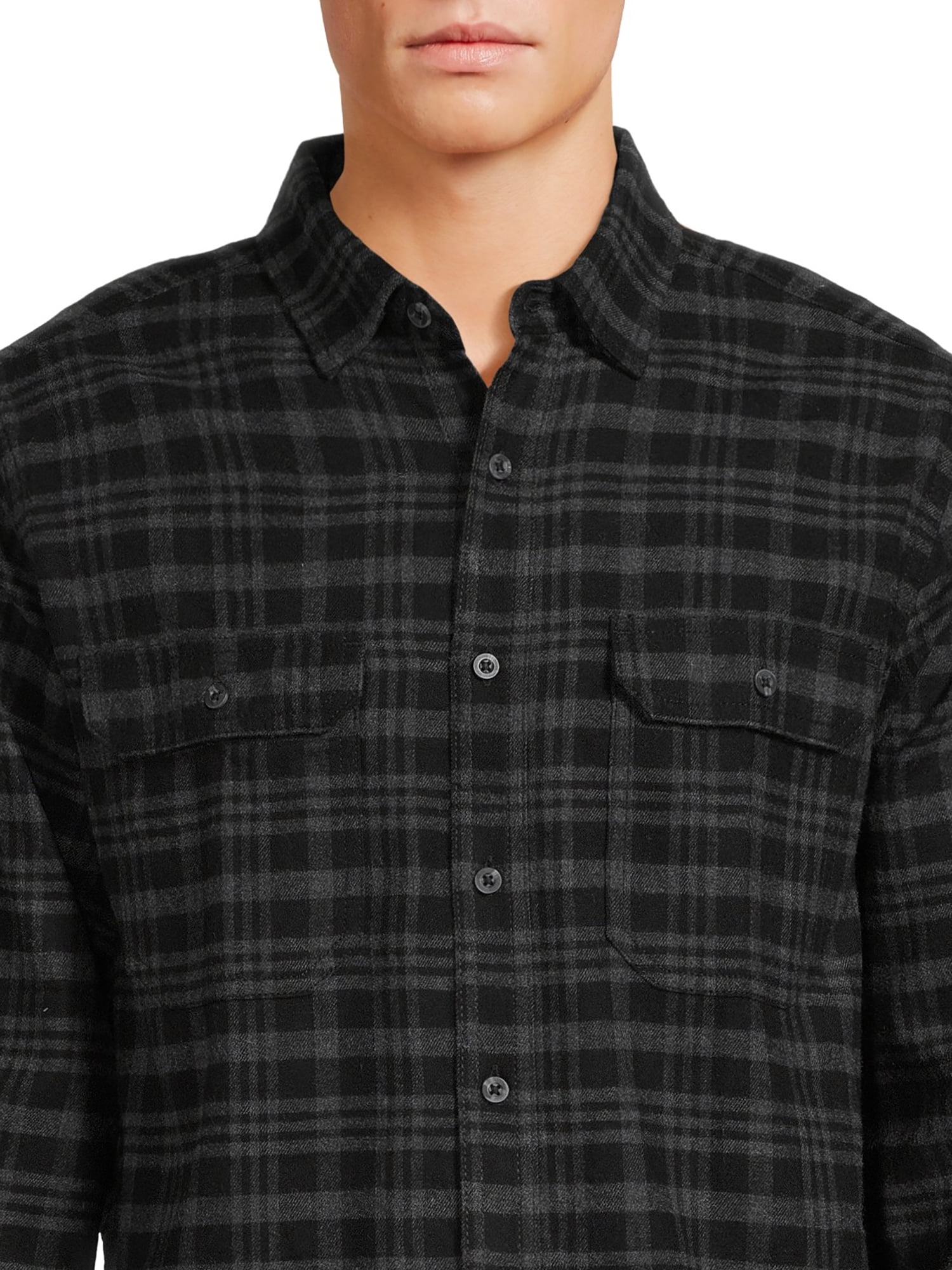 George Men's and Big Men's Flannel Shirt with Long Sleeves, Sizes XS-3XLT