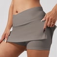 thumbnail image 2 of Tennis Skorts for Women Stretchy Cross Waist Mini Skirt Golf Athletic Running Side Slit Skirts Solid Color Trendy Womens Sport Skirts Dark Gray L, 2 of 6