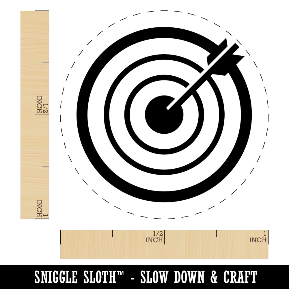 Archery Target Bullseye with Arrow Self-Inking Rubber Stamp Ink Stamper - Yellow Ink - Medium 1 Inch