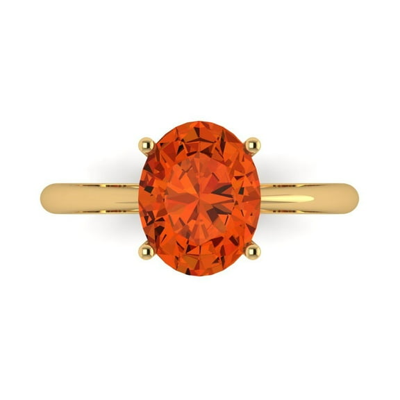 Solitaire Engagement Ring for Women - 2.5ct Simulated Red Diamond in 14K Yellow Gold Promise Ring