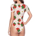 thumbnail image 4 of Naloa Strawberry Floral Women's Short-Sleeved Onesie, One-Piece Swimsuit for Parties, dates, clubs - Medium, 4 of 9