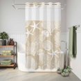 thumbnail image 6 of No Hook Shower Curtain, Brown Beige Coastal Shower Curtains for Bathroom with See Through Top Window, Nautical Starfish Coral Jellyfish Shell Sea Waterproof Bath Curtain Stand Up Stall 36"x72", 6 of 9