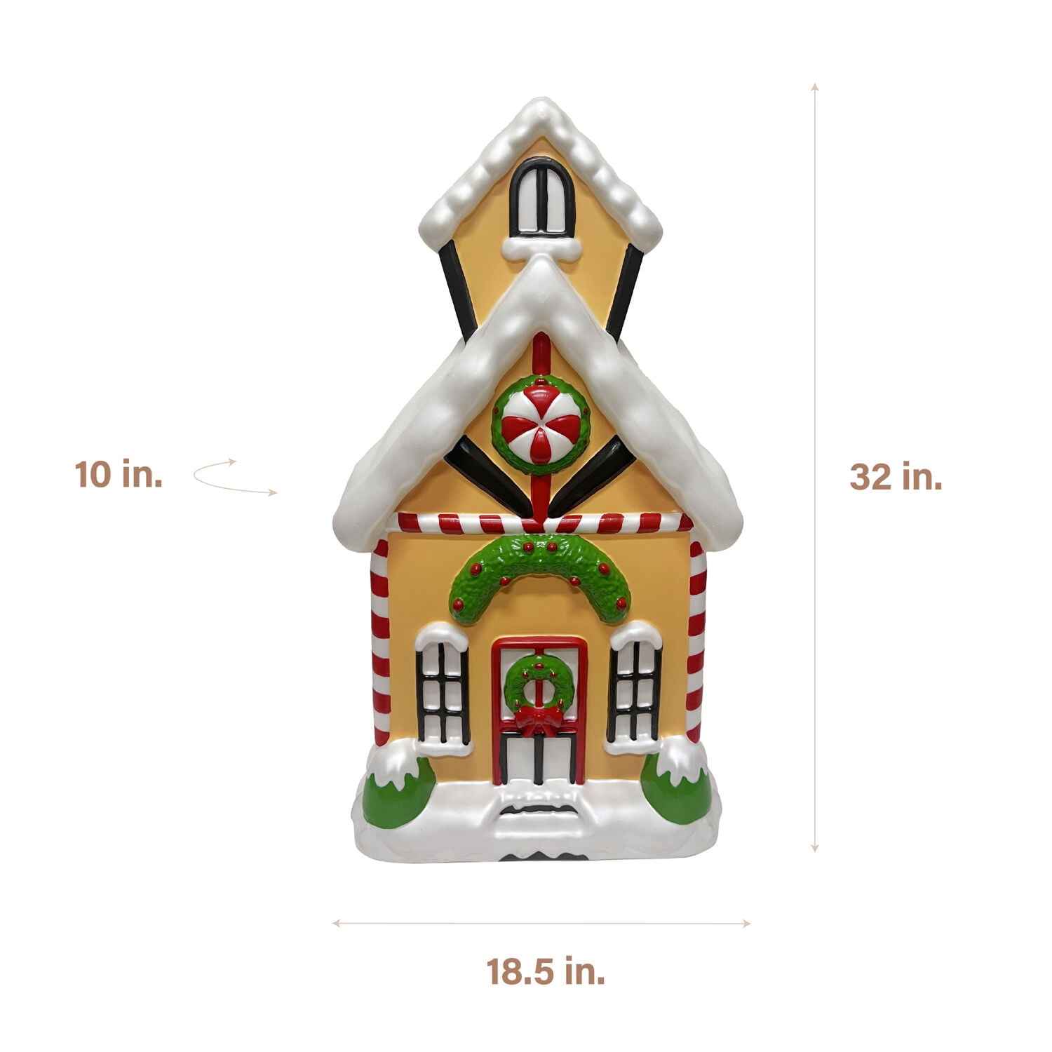 Fraser Hill Farm 32 in Lighted Blow Mold Gingerbread House Holiday Decoration, FFBM-1GNB-MLT